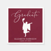 Serviette En Papier Élégant Script Burgundy Graduation Party (Devant)
