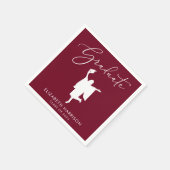 Serviette En Papier Élégant Script Burgundy Graduation Party (Coin)