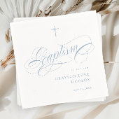 Serviette En Papier Élégant Script Calligraphie Dusty Blue Boys Baptêm