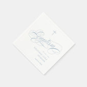 Serviette En Papier Élégant Script Calligraphie Dusty Blue Boys Baptêm (Coin)