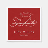 Serviette En Papier Élégant Script Cardinal Red Graduation (Devant)