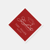 Serviette En Papier Élégant Script Cardinal Red Graduation (Coin)