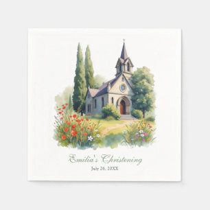 Serviette En Papier Élégant Script Charme Eglise Baptême Christening