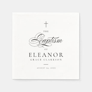 Serviette En Papier Élégant script croisé Calligraphie Baptême