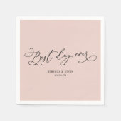 Serviette En Papier Élégant script de calligraphie Dusty Rose Mariage (Devant)