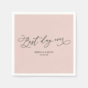 Serviette En Papier Élégant script de calligraphie Dusty Rose Mariage