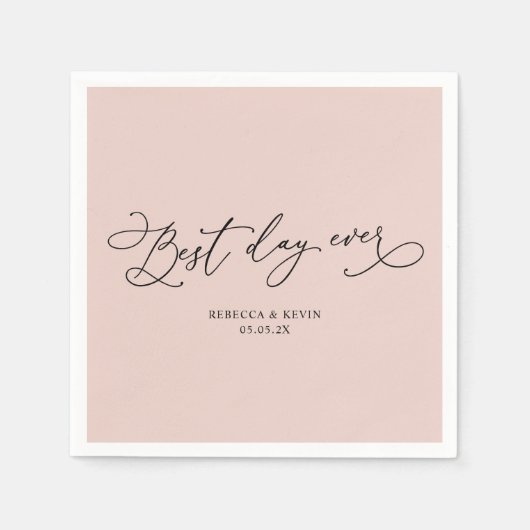 Serviette En Papier Élégant script de calligraphie Dusty Rose Mariage (Devant)