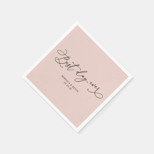 Serviette En Papier Élégant script de calligraphie Dusty Rose Mariage (Coin)