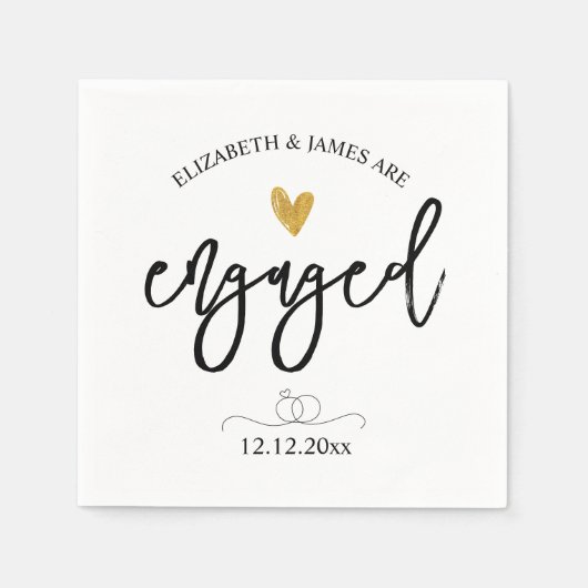 Serviette En Papier Élégant script de partie d'engagement (Devant)