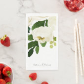 Serviette En Papier Élégant script de rose blanche personnalisé (En situation)