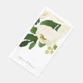 Serviette En Papier Élégant script de rose blanche personnalisé (Coin)