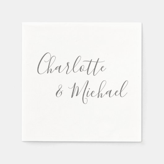 Serviette En Papier Élégant script de signature gris moderne (Devant)