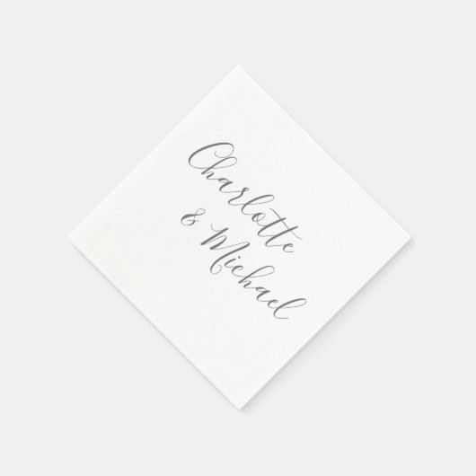 Serviette En Papier Élégant script de signature gris moderne (Coin)