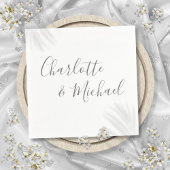 Serviette En Papier Élégant script de signature gris moderne