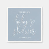 Serviette En Papier Élégant Script Dusty Baby shower bleu (Devant)