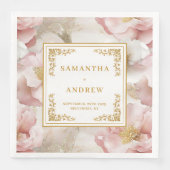 Serviette En Papier Élégant Script Dusty rose Floral entièrement modif (Devant)