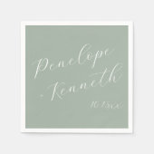 Serviette En Papier Elegant Script Dusty Sage Green Wedding Custom  (Devant)