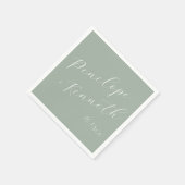 Serviette En Papier Elegant Script Dusty Sage Green Wedding Custom  (Coin)