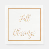 Serviette En Papier Élégant Script Fall Thanksgiving Gold (Devant)