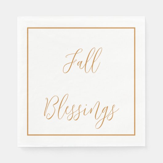 Serviette En Papier Élégant Script Fall Thanksgiving Gold (Devant)