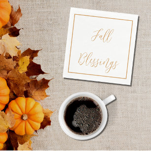 Serviette En Papier Élégant Script Fall Thanksgiving Gold