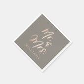 Serviette En Papier Élégant Script Faux Foil M. & Mme (Coin)