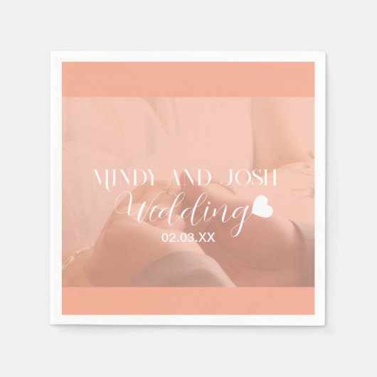 Serviette En Papier Elegant Script floating heart Photo (Devant)