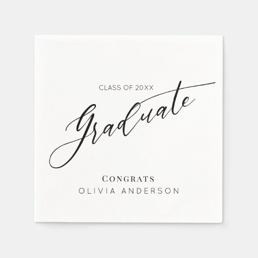 Serviette En Papier Elegant Script Graduation Party (Devant)