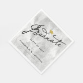 Serviette En Papier Élégant Script Gradué Silver Foil Grad Party (Coin)
