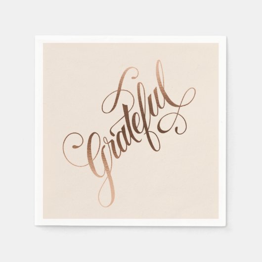 Serviette En Papier Élégant script Grateful pour Thanksgiving (Devant)