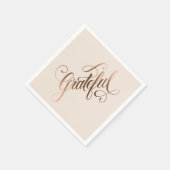 Serviette En Papier Élégant script Grateful pour Thanksgiving (Coin)