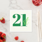 Serviette En Papier Élégant Script Green 21e anniversaire (En situation)