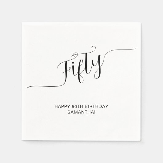 Serviette En Papier Élégant script manuscrit Cinquante 50e anniversair (Devant)