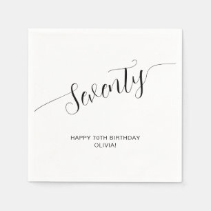 Serviette En Papier Élégant Script Manuscrit Soixante-dix 70e Annivers