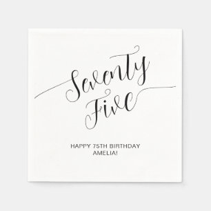 Serviette En Papier Élégant Script Manuscrit Soixante-Quinzième Annive
