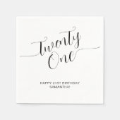 Serviette En Papier Élégant script manuscrit vingt et un anniversaire (Devant)
