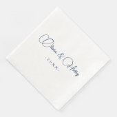 Serviette En Papier Élégant Script Marine Livre Mariage blanc Napkin (Coin)