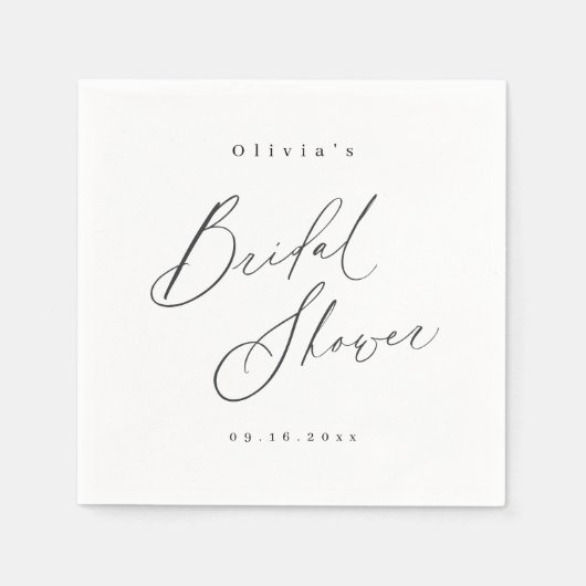 Serviette En Papier Élégant script moderne douche de mariée minimale (Devant)