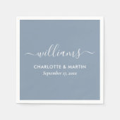 Serviette En Papier Élégant Script moderne Dusty Mariage bleu serviett (Devant)