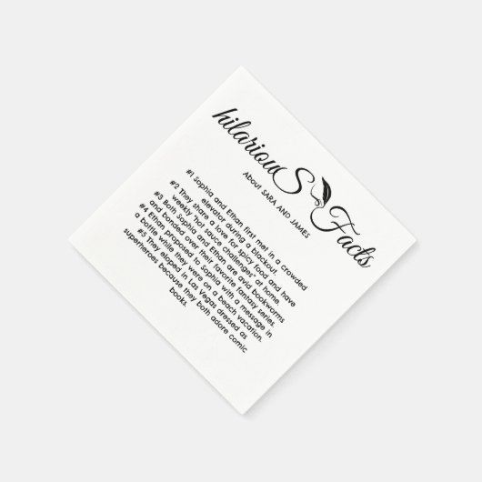 Serviette En Papier Élégant script moderne Fun Facts Mariage Napkins (Coin)