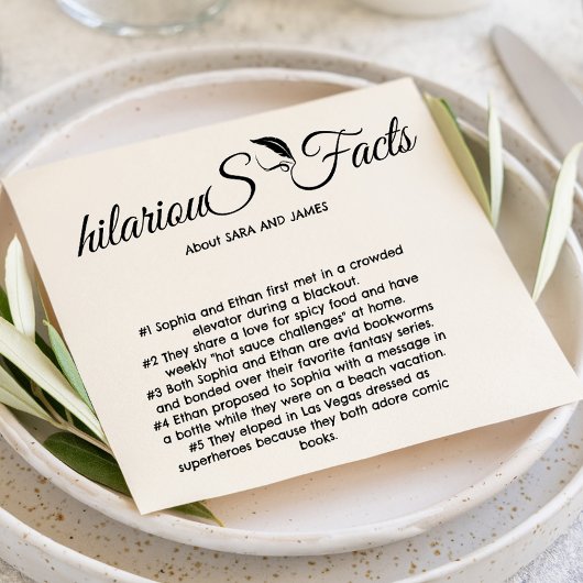 Serviette En Papier Élégant script moderne Fun Facts Mariage Napkins