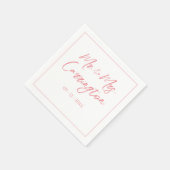 Serviette En Papier Élégant script moderne M. Mme Pink Mariage (Coin)
