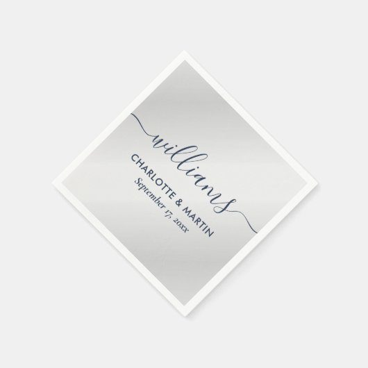 Serviette En Papier Élégant script moderne marine bleu et Mariage arge (Coin)
