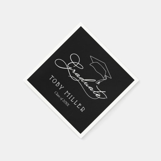 Serviette En Papier Élégant script noir de grade serviettes (Coin)