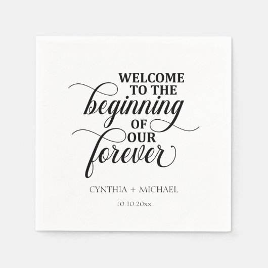 Serviette En Papier Élégant script 'notre Forever' Mariage (Devant)