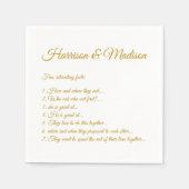 Serviette En Papier Élégant script or couple Fun Facts mariage (Devant)