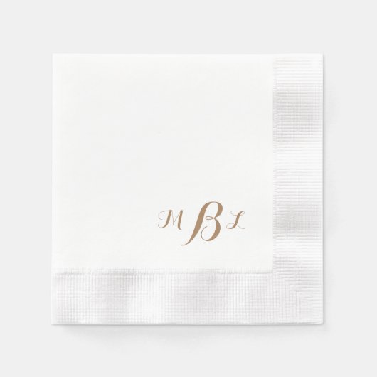 Serviette En Papier Élégant script or Monogramme couiné (Devant)