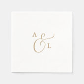 Serviette En Papier Élégant script or Monogramme Mariage serviettes (Devant)