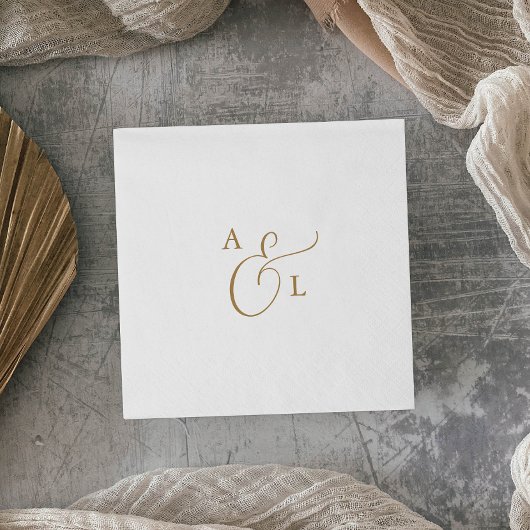 Serviette En Papier Élégant script or Monogramme Mariage serviettes
