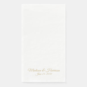 Serviette En Papier Elégant script or noms personnalisés date mariage 